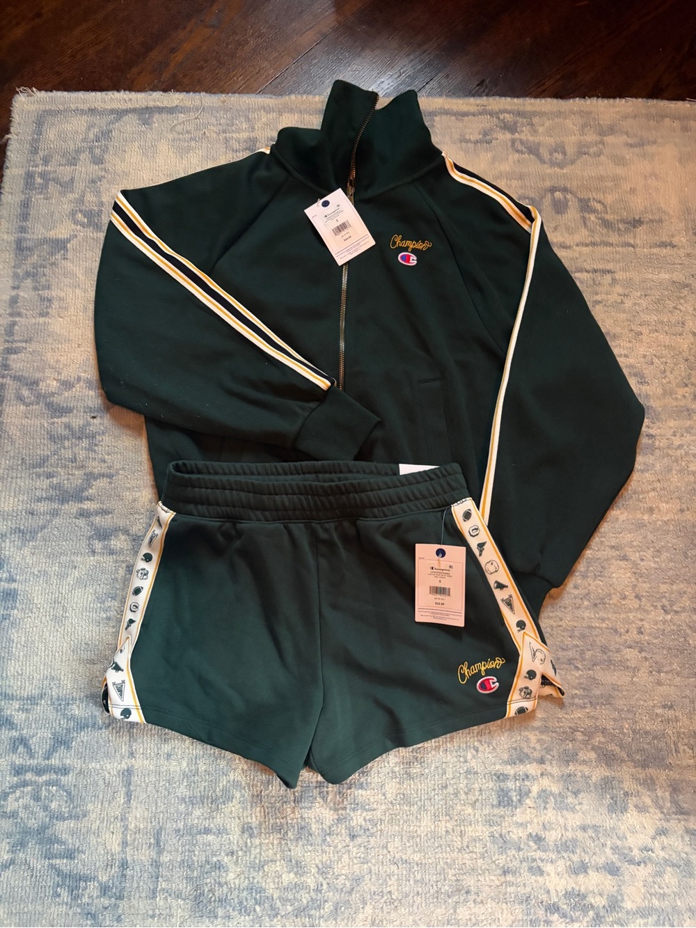 Champion Dark Green Athletic Zip Jacket & Shorts Set